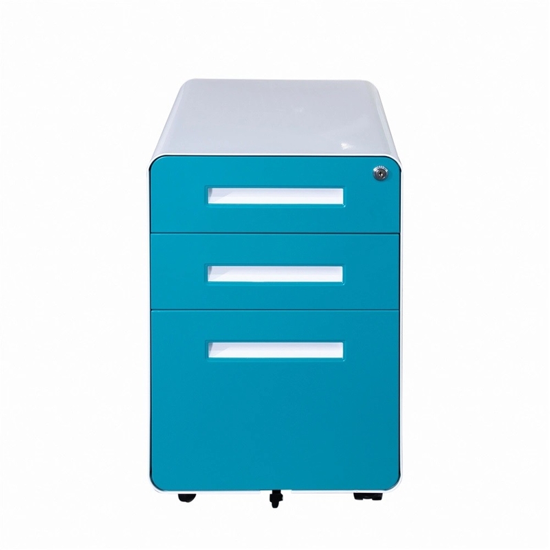 ISO14001 ISO18000 Round Edge Steel Mobile Pedestals 156cm  With Three Drawers